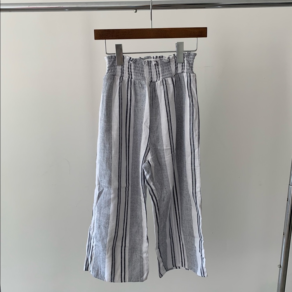 Striped linen culotte pants